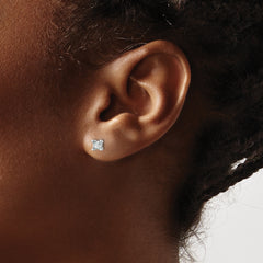 14k White Gold 1/2 carat Lab Grown Diamond VS/SI+ G+ Princess Complete Four Prong Stud Earrings
