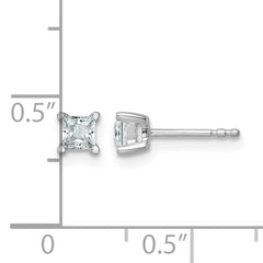 14k White Gold 1/2 carat Lab Grown Diamond VS/SI+ G+ Princess Complete Four Prong Stud Earrings