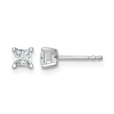 14k White Gold 1/2 carat Lab Grown Diamond VS/SI+ G+ Princess Complete Four Prong Stud Earrings