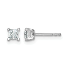 14k White Gold 1/2 carat Lab Grown Diamond VS/SI+ G+ Princess Complete Four Prong Stud Earrings