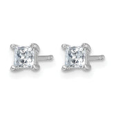 14k White Gold 3/4 carat Lab Grown Diamond VS/SI+ G+ Princess Complete Four Prong Stud Earrings