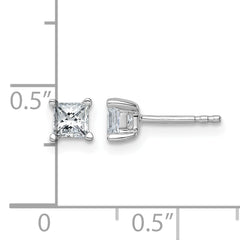 14k White Gold 3/4 carat Lab Grown Diamond VS/SI+ G+ Princess Complete Four Prong Stud Earrings