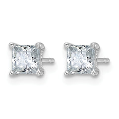 14k White Gold 1 carat Lab Grown Diamond VS/SI+ G+ Princess Complete Four Prong Stud Earrings