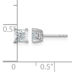 14k White Gold 1 carat Lab Grown Diamond VS/SI+ G+ Princess Complete Four Prong Stud Earrings