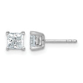 14k White Gold 1 carat Lab Grown Diamond VS/SI+ G+ Princess Complete Four Prong Stud Earrings