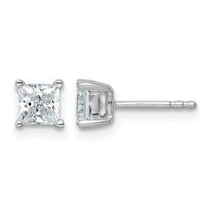 14k White Gold 1 carat Lab Grown Diamond VS/SI+ G+ Princess Complete Four Prong Stud Earrings