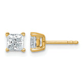 14K Yellow Gold 1 ct Lab-Created Diamond VS+ F+, Princess-Cut 4-Prong Stud Earrings