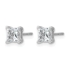 14k White Gold 1 1/4 ctw Lab Grown Diamond VS/SI+ G+ Princess 4 Prong Heavy Wt. Stud Earrings