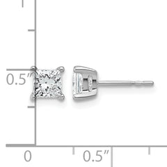 14k White Gold 1 1/4 ctw Lab Grown Diamond VS/SI+ G+ Princess 4 Prong Heavy Wt. Stud Earrings