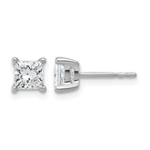 14k White Gold 1 1/4 ctw Lab Grown Diamond VS/SI+ G+ Princess 4 Prong Heavy Wt. Stud Earrings