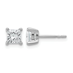 14k White Gold 1 1/4 ctw Lab Grown Diamond VS/SI+ G+ Princess 4 Prong Heavy Wt. Stud Earrings
