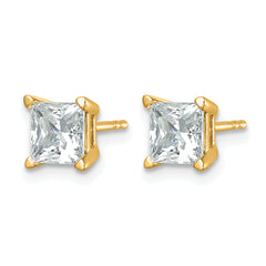 14k 2 carat Certified Lab Grown Diamond VS/SI+ G+ Princess Complete Four Prong Stud Earrings