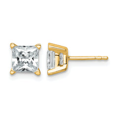14k 2 carat Certified Lab Grown Diamond VS/SI+ G+ Princess Complete Four Prong Stud Earrings