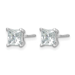 14k White Gold 1 1/2 carat Certified Lab Grown Diamond VS+ F+ Princess Complete Four Prong Screwback Stud Earrings