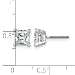 14k White Gold 1 1/2 carat Certified Lab Grown Diamond VS+ F+ Princess Complete Four Prong Screwback Stud Earrings