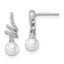 14K White Gold Polished 1/10 carat Diamond and White Freshwater Cultured Pearl Drop Post Earrings