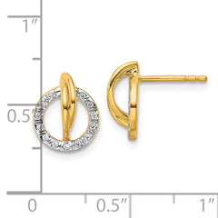 14K Polished Diamond Open Circle Drop Post Earrings