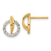 14K Polished Diamond Open Circle Drop Post Earrings