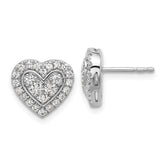 14k White Gold 3/4 carat Lab Grown Diamond VS/SI+ G+ Complete Halo Heart Post Earrings