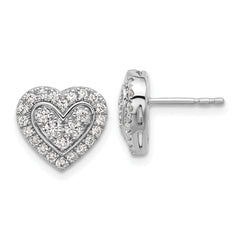 14k White Gold 3/4 carat Lab Grown Diamond VS/SI+ G+ Complete Halo Heart Post Earrings