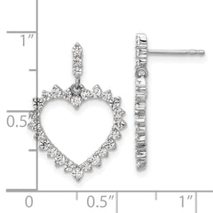 14k White Gold 1 carat Lab Grown Diamond VS/SI+ G+ Complete Dangle Heart Post Earrings