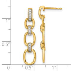 14k 1/6 carat Lab Grown Diamond VS/SI+ G+ Complete Fashion Dangle Link Post Earrings
