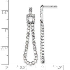 14k White Gold 1 5/8 carat Lab Grown Diamond VS/SI+ G+ Complete Dangle Loop Post Earrings