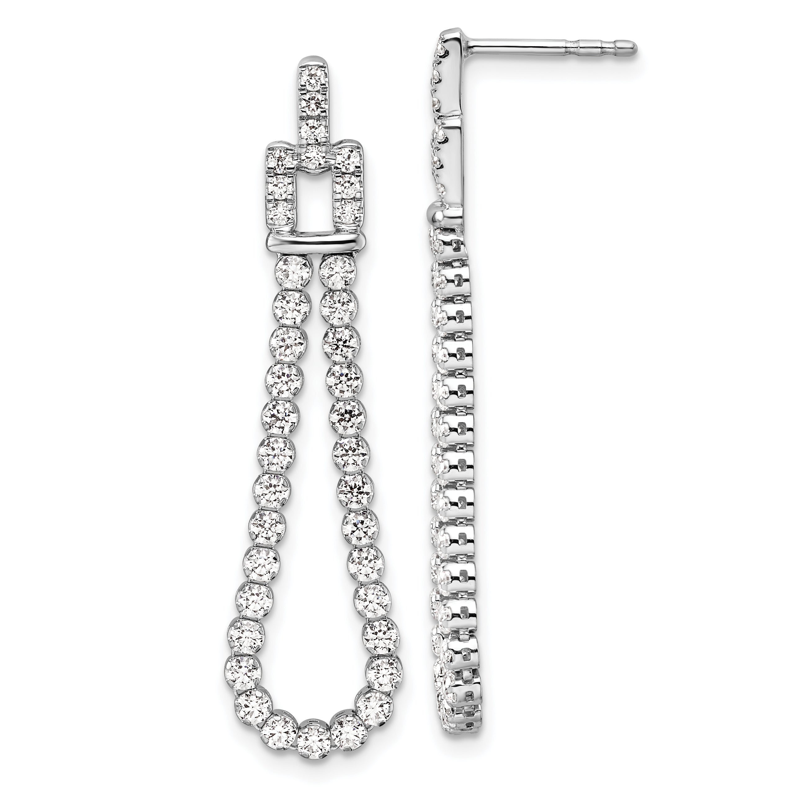 14k White Gold 1 5/8 carat Lab Grown Diamond VS/SI+ G+ Complete Dangle Loop Post Earrings