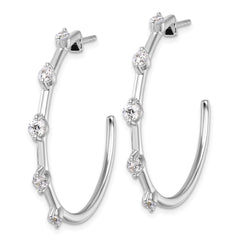 14k White Gold 3/4 carat Lab Grown Diamond VS/SI+ G+ Complete C-Hoop Post Earrings