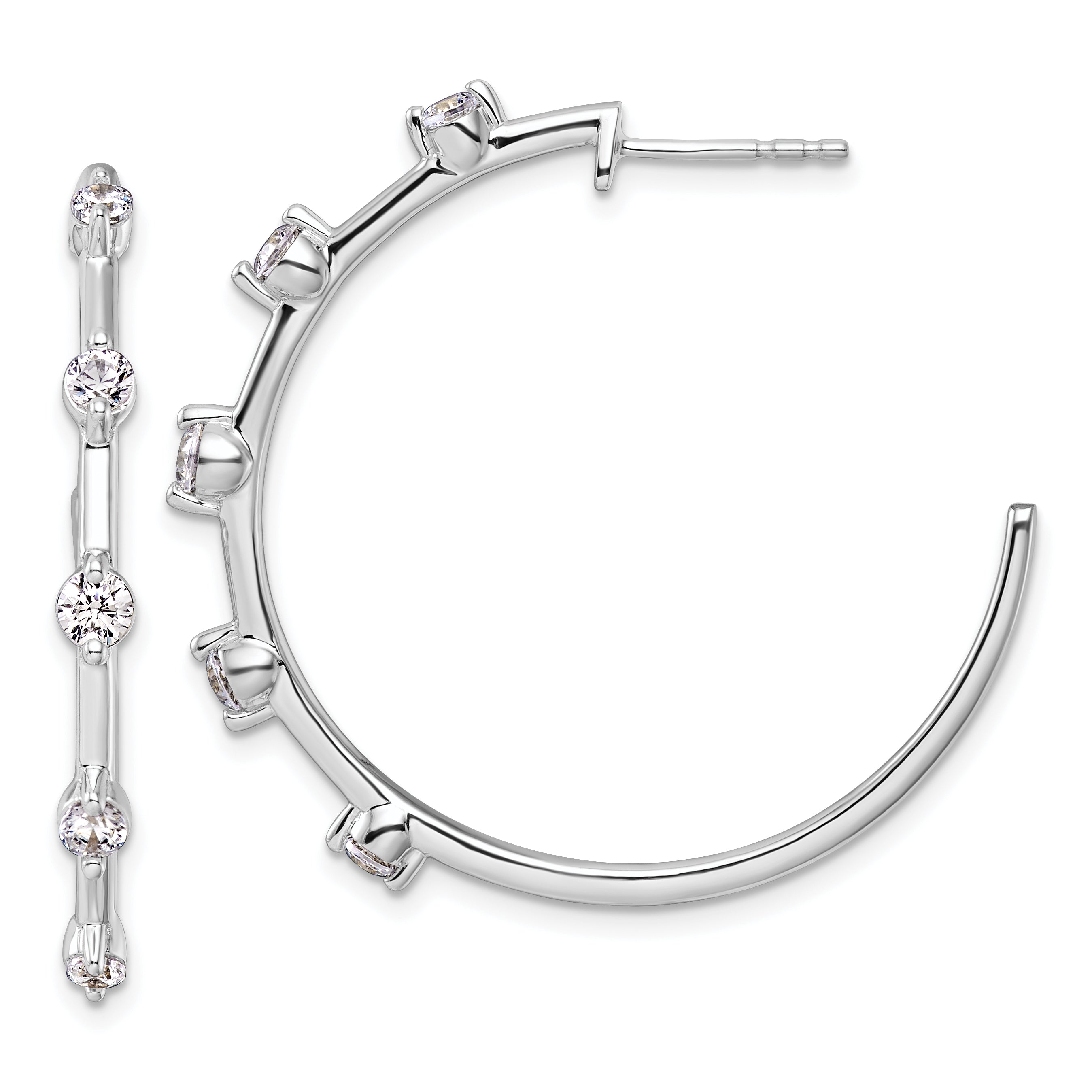 14k White Gold 3/4 carat Lab Grown Diamond VS/SI+ G+ Complete C-Hoop Post Earrings