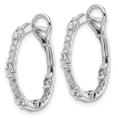 14k White Gold 3/4 carat Lab Grown Diamond VS/SI+ G+ Complete In and Out Hoop Earrings