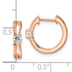 14k Rose Gold 1/5 carat Lab Grown Diamond VS/SI+ G+ Complete Fashion Hinged Hoop Earrings