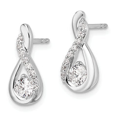 14K White Gold Polished Diamond Complete Tear-drop Post Earrings