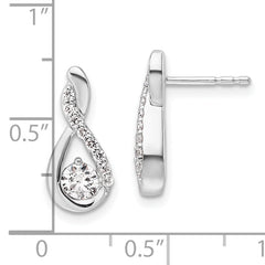 14K White Gold Polished Diamond Complete Tear-drop Post Earrings