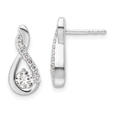 14K White Gold Polished Diamond Complete Tear-drop Post Earrings