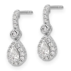 14k White Gold 5/8 carat Lab Grown Diamond VS+ F+ Complete Pear Dangle Post Earrings