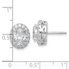 14k White Gold 2 1/2 carat Certified Lab Grown Diamond VS/SI+ G+ Oval Complete Halo Post Earrings