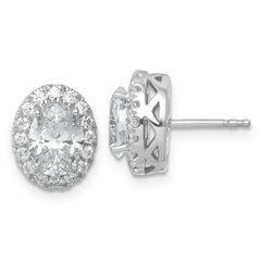14k White Gold 2 1/2 carat Certified Lab Grown Diamond VS/SI+ G+ Oval Complete Halo Post Earrings