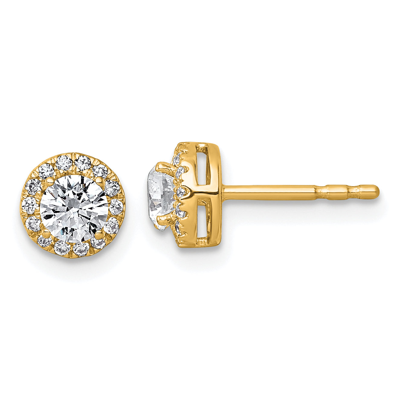 14k 5/8 carat Lab Grown Diamond VS+ F+ Round Complete Halo Post Earrings