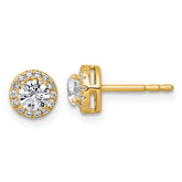 14k 5/8 carat Lab Grown Diamond VS+ F+ Round Complete Halo Post Earrings