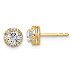 14k 5/8 carat Lab Grown Diamond VS+ F+ Round Complete Halo Post Earrings