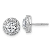 14k White Gold 1 7/8 carat Lab Grown Diamond VS+ F+ Round Complete Halo Post Earrings