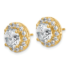 14k 6 1/4 carat Lab Grown Diamond VS+ F+ Round Complete Halo Post Earrings