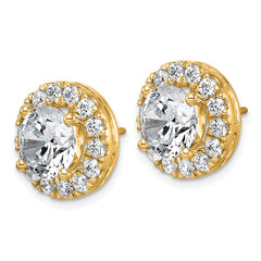 14k 7 5/8 carat Lab Grown Diamond VS+ F+ Round Complete Halo Post Earrings