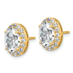 14k 3 1/2 carat Lab Grown Diamond VS+ F+ Complete Oval Halo Earrings