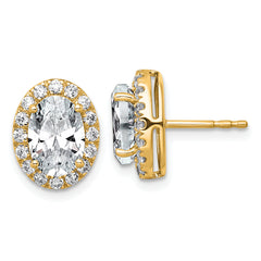 14k 3 1/2 carat Lab Grown Diamond VS+ F+ Complete Oval Halo Earrings