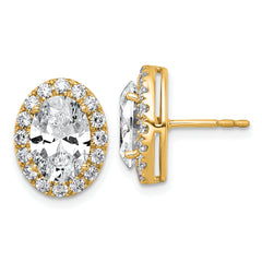 14k 4 3/4 carat Lab Grown Diamond VS+ F+ Complete Oval Halo Earrings