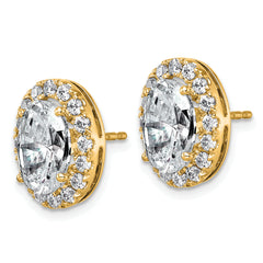 14k 5 7/8 carat Lab Grown Diamond VS+ F+ Complete Oval Halo Earrings