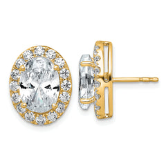 14k 7 3/8 carat Lab Grown Diamond VS+ F+ Complete Oval Halo Earrings