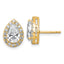 14k 2 3/8 carat Lab Grown Diamond VS+ F+ Complete Pear Halo Post Earrings